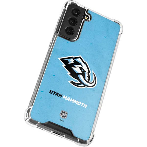 NHL Utah Mammoth Distressed Blue Galaxy S21 FE Clear Case